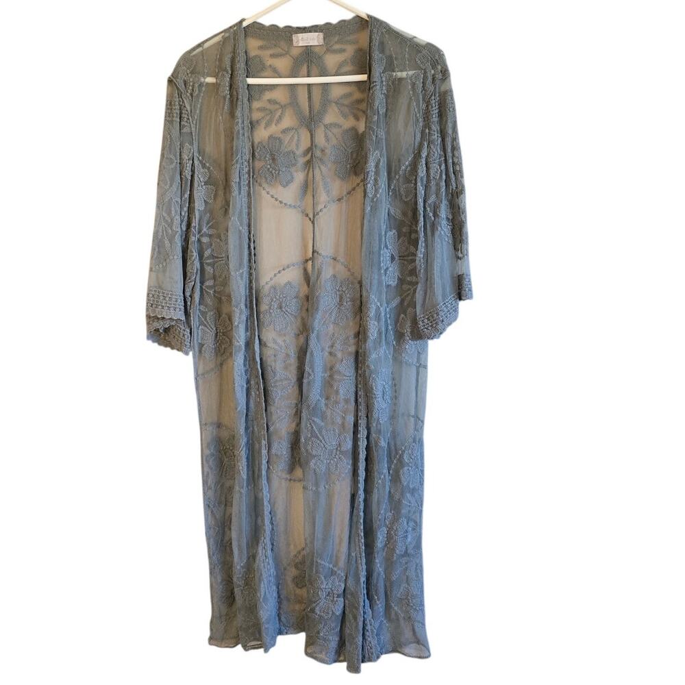 Altar'd state green lace floral kimono cardigan size s/m
